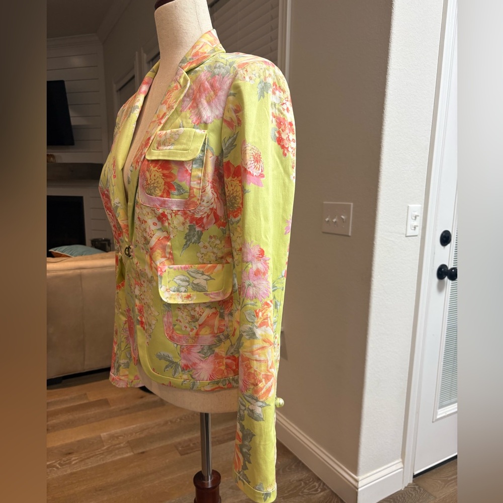 Victoria's Secret Floral Blazer in Lime and Coral
